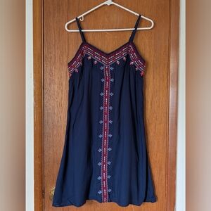 Braeve Embroidered Navy Sundress, Size Medium
